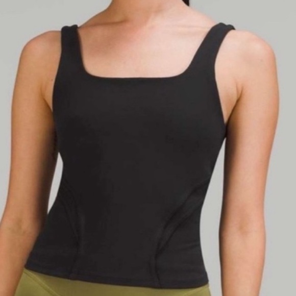 lululemon athletica Tops - Lululemon Nulu and Mesh-Back Shelf-Bra Yoga Tank Top Black size 8 Like New
